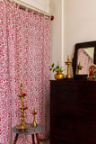 Hand Block printed Brick Red Vines Sheer Curtains- SET of 2 Curtains