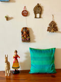 Turquoise Raw Silk Katha Stitch Cushion Cover (Copy)