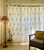 Hand Block Print Little Yellow Flower Curtain - SINGLE piece