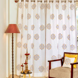 Hand Block Print Kolam Cotton Curtain  - SINGLE piece
