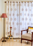 Hand Block Print Kolam Cotton Curtain  - SINGLE piece