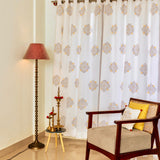 Hand Block Print Kolam Cotton Curtain  - SINGLE piece