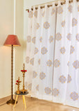 Hand Block Print Kolam Cotton Curtain  - SINGLE piece