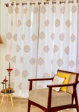 Hand Block Print Kolam Cotton Curtain  - SINGLE piece