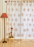 Hand Block Print Kolam Cotton Curtain  - SINGLE piece