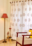 Hand Block Print Kolam Cotton Curtain  - SINGLE piece