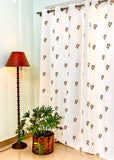 Red Rose Embroidered Cotton Curtain