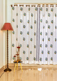 Hand Block Print Peacock Curtain  - SINGLE piece