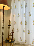 Hand Block Print Little Yellow Flower Curtain - SINGLE piece