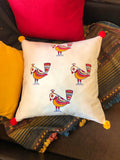 Hand Block Print Kalka Bird Print Cotton Cushion Cover