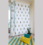 Hand Block Print Doll Cotton Curtain Yellow/Green - SINGLE piece