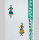 Hand Block Print Doll Cotton Curtain Yellow/Green - SINGLE piece