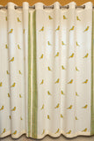 Hand Block Print Parrot Cotton Curtains in Mustard and Green - Premium -SINGLE piece