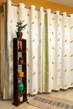 Hand Block Print Parrot Cotton Curtains in Mustard and Green - Premium -SINGLE piece