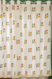 Hand Block Wini Pint Curtain Turquoise, Peach, Lemon color - STANDARD-SINGLE
