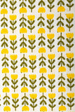 Hand Block Print Rukma Cotton Curtain in Yellow and Moss Green -  -SINGLE piece