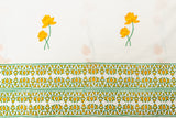 Hand Block Print Yellow Lotus Cotton Curtain - Premium-Single piece