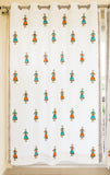 Hand Block Print Doll Cotton Curtain Turquoise / Orange -SINGLE piece