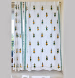 Hand Block Print Doll Cotton Curtain Yellow/Green - SINGLE piece