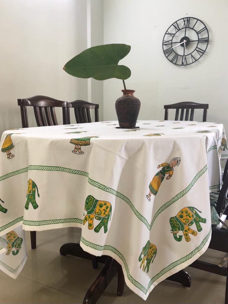 Hand Block Printed Doll Print Cotton Table Cloth – MnR Decor