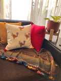 Hand Block Print Kalka Bird Print Cotton Cushion Cover