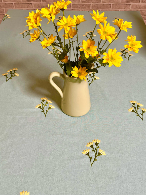 Hand Block Printed and Embroidered Cotton Table Cloths