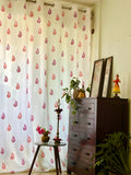 Hand Block Print Utsav Curtain in Magenta and Orange - SINGLE