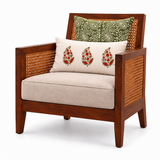 Vaatika_ A set of Hand Block Printed  Green cushion cover with Paisley Lumber