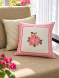 Vatika_ Bougainvillea & Green Striped Cushion-covers of 2
