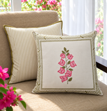 Vatika_ Bougainvillea strand with Striped cushion covers_set of 2