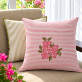 Vatika_ Bougainvilea in midst of Stripes with Green Striped  cushion covers_set of 2