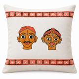 Hand Block Printed _ Cheriyal Mask Cushion cover