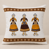 Hand Block Printed _ Tanjavour Doll  Cushion cover