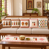 Hand Block Printed _ Golu Combo 5 Cushion cover s & Table Runner