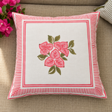 Vatika_ Bougainvillea & Green Striped Cushion-covers of 2