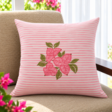 Vatika_ Bougainvilea in midst of Stripes with Green Striped  cushion covers_set of 2