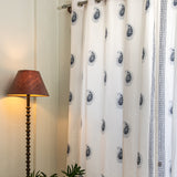 Hand Block Print Indigo Paisley Cotton Curtain - Premium -SINGLE piece