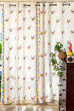 Hand Block Print Kalka Print in Mustard, Indigo and Red Cotton Curtain PREMIUM Fabric