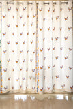 Hand Block Print Kalka Print in Mustard, Indigo and Red Cotton Curtain PREMIUM Fabric