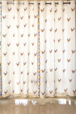 Hand Block Kalka Print Curtain in Mustard, Indigo and Red
