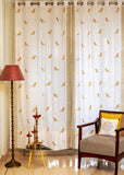 Hand Block Print Preethi Bird Print Cotton Curtain - STANDARD-SINGLE