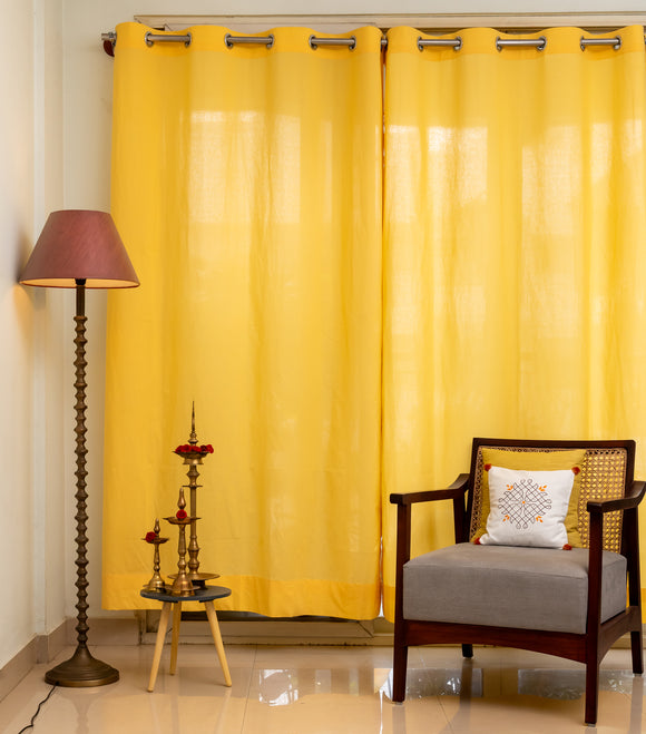 Solid Pastel Yellow Pure Cotton Curtains SINGLE curtain
