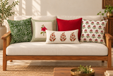 Vaatika_ Set of 5 floral based cushion covers in shades of Red & Green