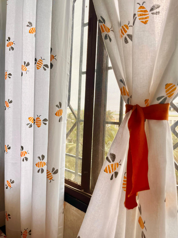 Bee Curtains _Kids room_Hand block Printed
