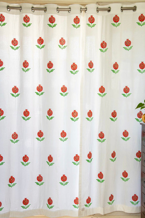 Hand Block Printed _Pomegranate print Curtains