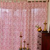 Hand Block printed Brick Red Vines Sheer Curtains- SET of 2 Curtains