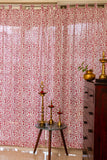 Hand Block printed Brick Red Vines Sheer Curtains- SET of 2 Curtains