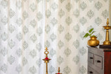 Petal Matrix Hand Block Printed Curtain in Grey