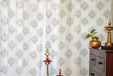 Petal Matrix Hand Block Printed Curtain in Grey