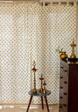 Hand Block printed-Yellow Bloom  Sheer Curtains- SET of 2 Curtains